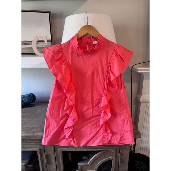 Karlie Pink Ruffle Top / Blouse Size Medium - Picture 1 of 8